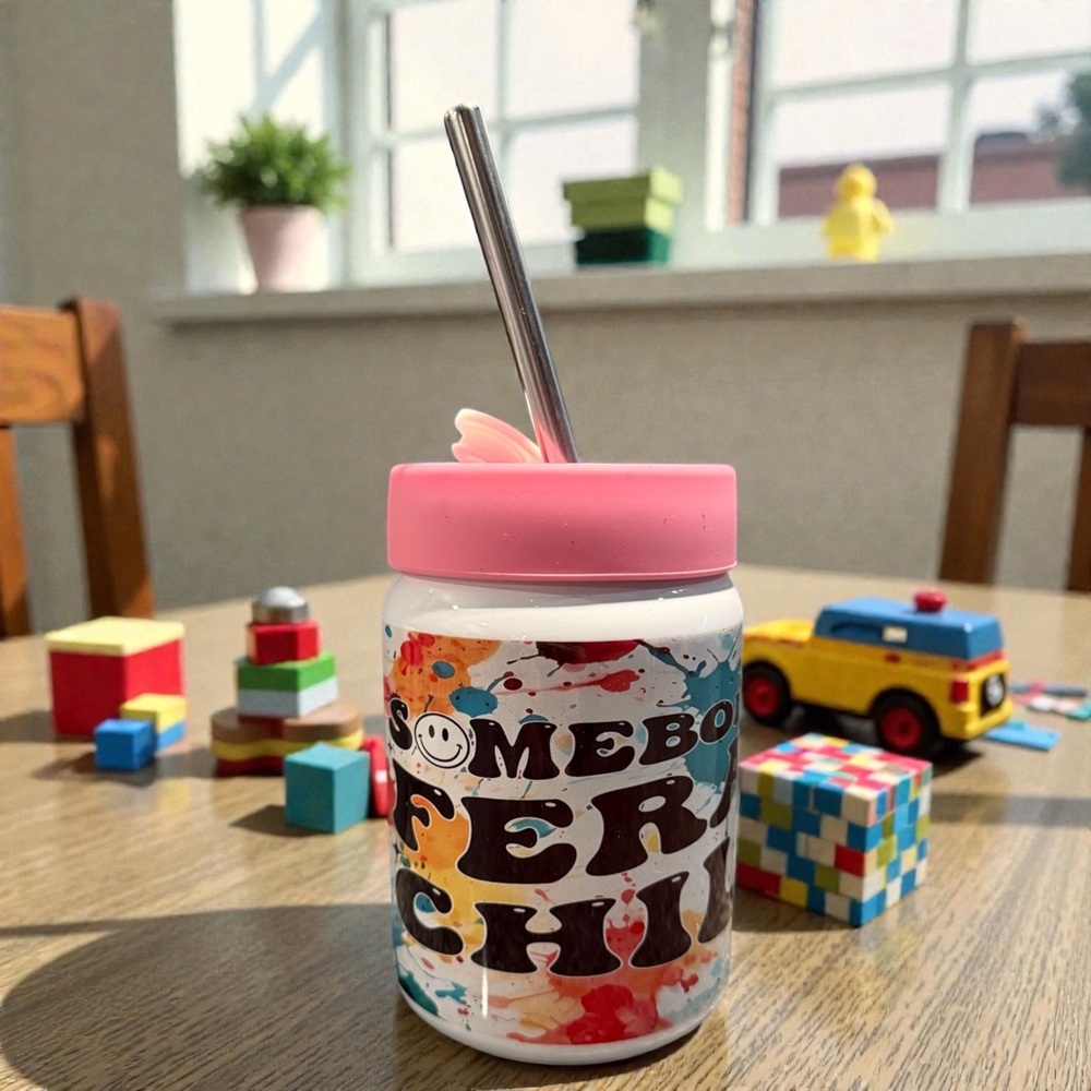 Kids Stainless Steel Mason Tumbler with Straw